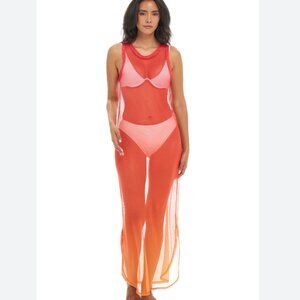 OMBRE MAXI DRESS - OMBRE POWER MESH Orange XL
